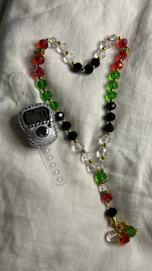 Palestine Digital Dhikr Counter with Crystal Tasbih