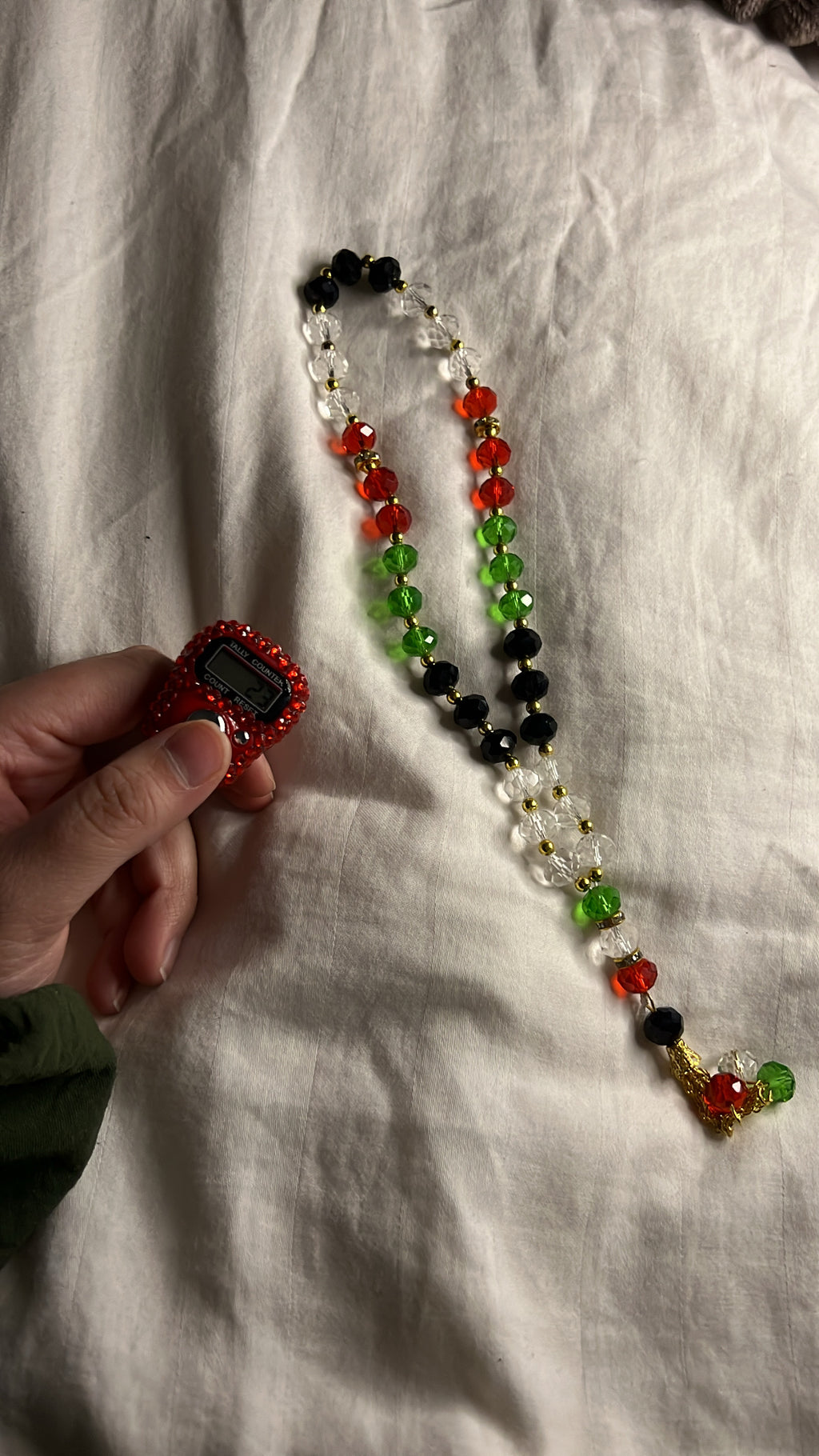 Palestine Digital Dhikr Counter with Crystal Tasbih