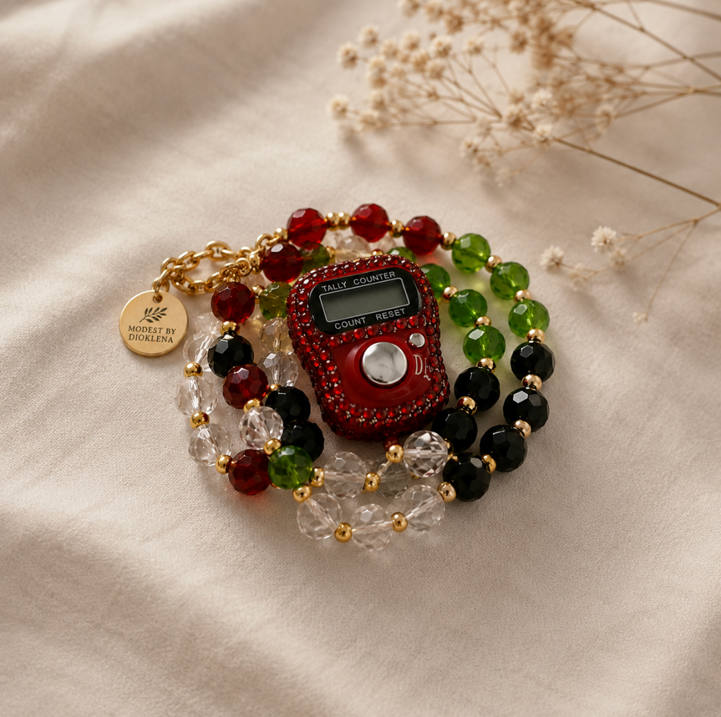 Palestine Digital Dhikr Counter with Crystal Tasbih